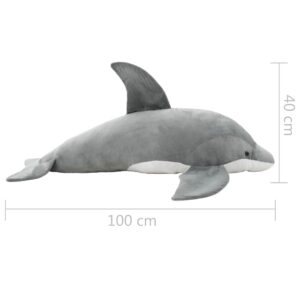 Minkštas žaislinis delfinas, pilkas, pliušinis