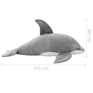 Minkštas žaislinis delfinas, pilkas, pliušinis