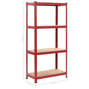 Lentynos, 2vnt., raudonos sp., 80x40x160 cm, plienas ir MDF