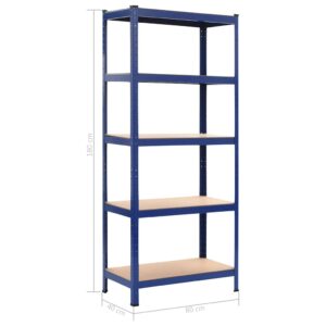 Lentynos, 2vnt., mėlynos, 80x40x180cm, plienas ir MDF