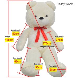 XXL Minkštas pliušinis žaislas meškiukas, baltas, 160cm