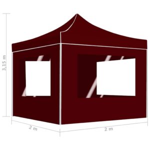Išskleidžiama palapinė su sienomis, bordo, 2x2m, aliuminis