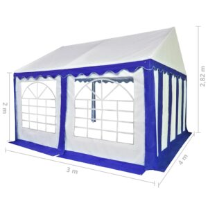 Sodo palapinė, mėlyna ir balta, 3x4m, PVC