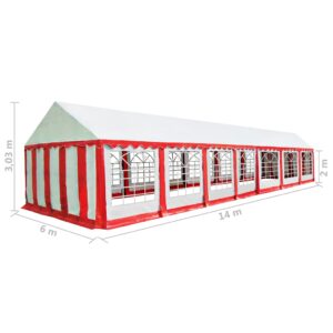 Sodo palapinė, raudona ir balta, 6x14m, PVC
