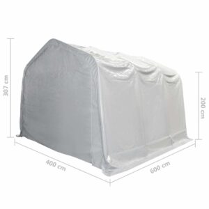 Sandėliavimo palapinė, baltos spalvos, 4x6m, PVC, 550g/m²