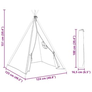 Vaikiška tipi palapinė, balta, 120x120x150cm, persiko oda