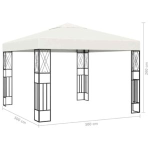 Pavėsinė su lemputėmis LED, kreminė, 3x3m
