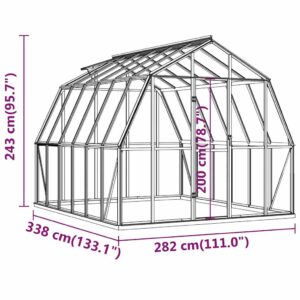 Šiltnamis su pagrindo rėmu, antracito, aliuminis, 9,53m²