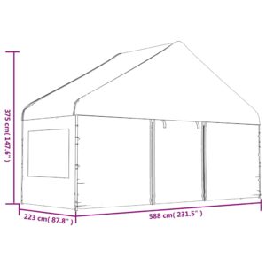 Pavėsinė su stogu, balta, 8,92x5,88x3,75m, polietilenas