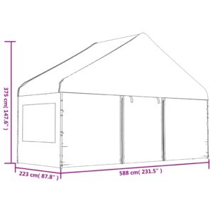 Pavėsinė su stogu, balta, 11,15x5,88x3,75m, polietilenas