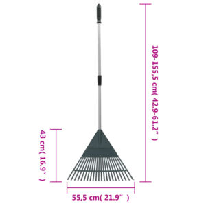 Lapų grėblys, tamsiai žalios spalvos, 155,5cm, PP