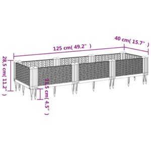 Sodo lovelis su kuoliukais, rudas, 125x40x28,5cm, PP