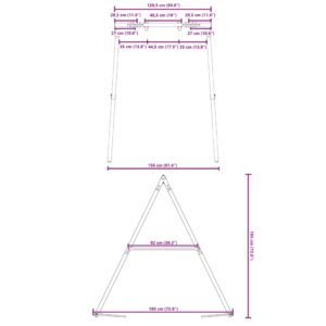 Lauko vaikiškų sūpynių rėmas plotis 156 x aukštis 185 cm