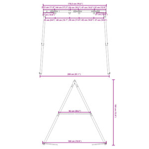 Lauko vaikiškų sūpynių rėmas plotis 206 x aukštis 185 cm