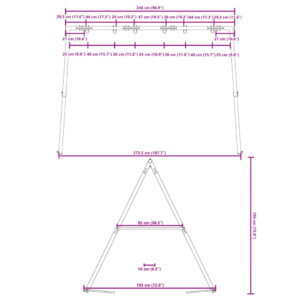 Lauko vaikiškų sūpynių rėmas plotis 273,5 x aukštis 185 cm