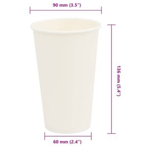 Popieriniai kavos puodeliai, 1000vnt., 16oz, 400ml, baltas