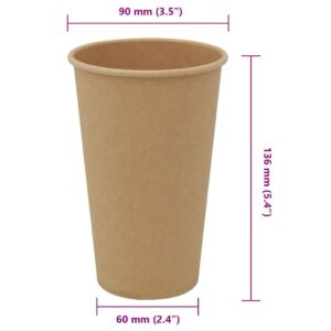 Popieriniai kavos puodeliai, 1000vnt., 16oz, 400ml, ruda Popieriniai kavos puodeliai, 1000vnt., 16oz, 400ml, ruda