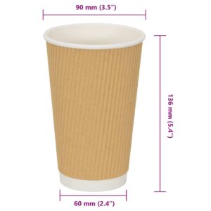 Popieriniai kavos puodeliai, 500vnt., 16oz, 400ml, ruda
