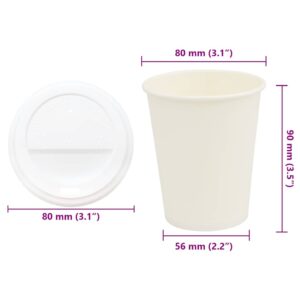 popieriniai kavos puodeliai su dangteliais 1000 vnt 8oz 200ml