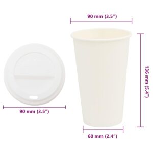 popieriniai kavos puodeliai su dangteliais 1000 vnt 16oz 400 ml