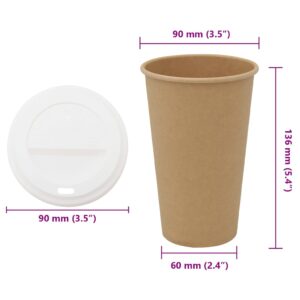 popieriniai kavos puodeliai su dangteliais 1000 vnt 16oz 400 ml
