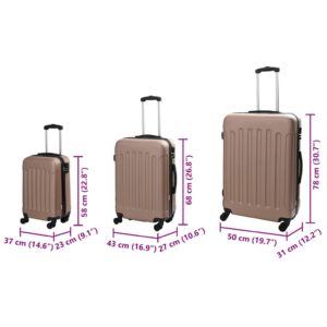 Lagaminas 3 vnt. Rožinė aukso 50 x 31 x 78 cm ABS plastikas