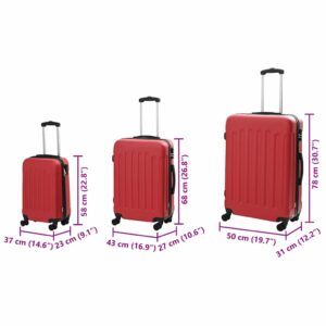 Lagaminas 3 vnt. Raudona 50 x 31 x 78 cm ABS plastikas