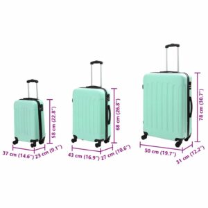 Lagaminas 3 vnt. Mėtinė žalia 50 x 31 x 78 cm ABS plastikas