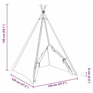 Teepee palapinė Balta 120 x 120 x 150 cm Audinys ir plastikas