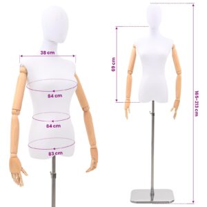Reguliuojamas manekenas 165-213 cm su baze Moteris PP Balta