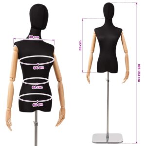 Reguliuojamas manekenas 165-213 cm su baze Moteris PP Juoda