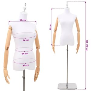 Reguliuojamas manekenas 165-213 cm su baze Moteris PP Balta