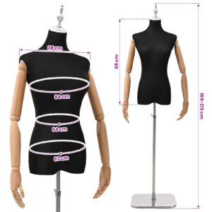 Reguliuojamas manekenas 165-213 cm su baze Moteris PP Juoda