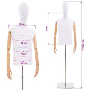 Reguliuojamas manekenas 170-218 cm su baze Vyras PP Balta