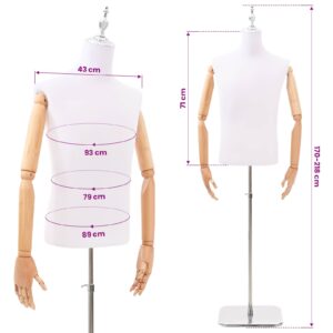 Reguliuojamas manekenas 170-218 cm su baze Vyras PP Balta