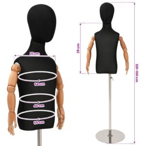 Reguliuojamas 120-150 cm manekenas su baze Uniseksas PP Juoda