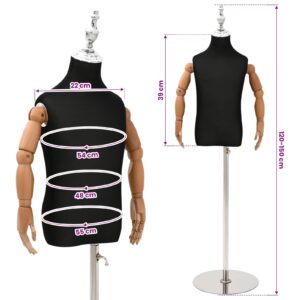 Reguliuojamas 120-150 cm manekenas su baze Uniseksas PP Juoda