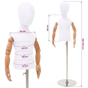 Reguliuojamas 120-157 cm manekenas su baze Uniseksas PP Balta