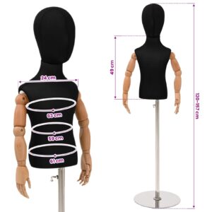 Reguliuojamas 120-157 cm manekenas su baze Uniseksas PP Juoda