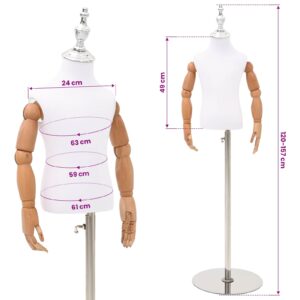 Reguliuojamas 120-157 cm manekenas su baze Uniseksas PP Balta