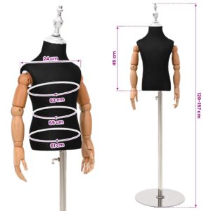 Reguliuojamas 120-157 cm manekenas su baze Uniseksas PP Juoda