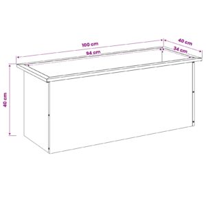 Sodo vazonas su LED Balta 40 x 100 x 40 cm Plienas